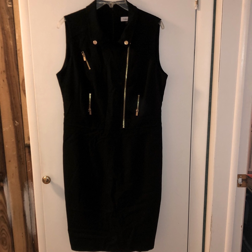 Calvin Klein business dress with gold detail. Size 12.